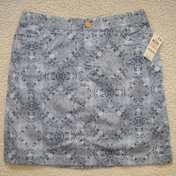 NWT Charter Club blue fleurish print Dusty Robin athletic skort ladies size 10 - Picture 1 of 8